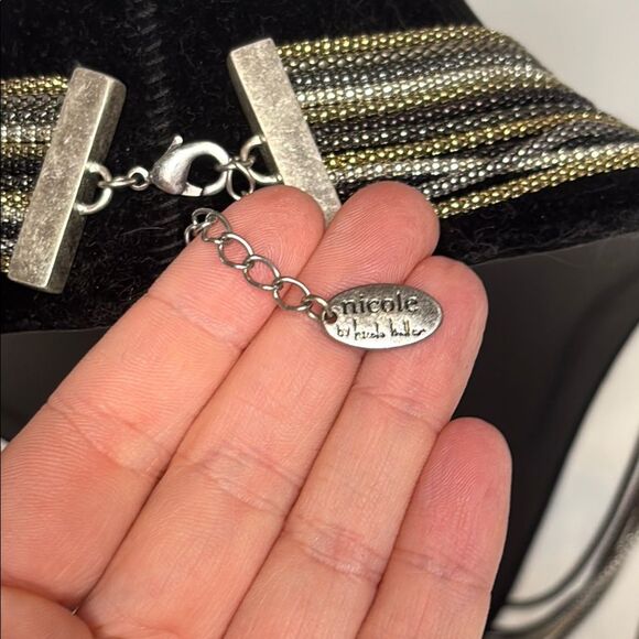 Signed Nicole Miller Multi-Strand Gold & Silver Tone Necklace 18” with 2” ext - Picture 5 of 5